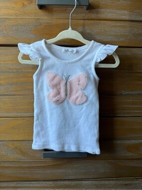 Oh Baby! White Butterfly Appliqué Tank Top - baby girl